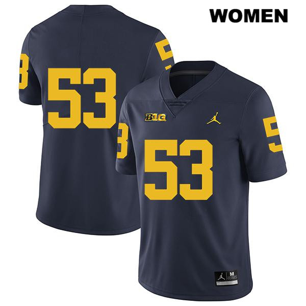 Women's NCAA Michigan Wolverines Trente Jones #53 No Name Navy Jordan Brand Authentic Stitched Legend Football College Jersey XN25U35CB